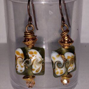 Artisian Art Nouveau Ceramic Beads Earrings Hand-Made Jewelry